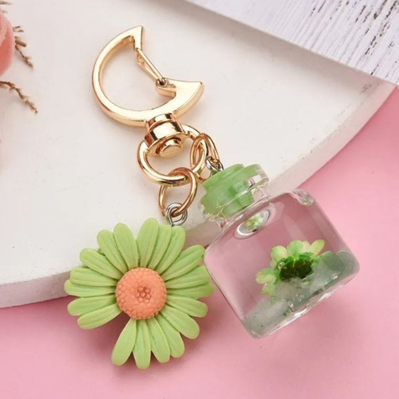 Small Blue Chrysanthemum Bottle Key Chain - Picture 1 of 2